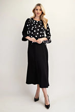 Load image into Gallery viewer, Black and White Polka Dot Dress with a Bow. (S-3XL)