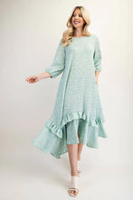 Load image into Gallery viewer, Sarah Sage Floral High-Low Dress with Ruffle Hem ( S-3XL)