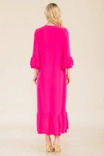 Load image into Gallery viewer, Grace Fuchsia Ruffle Hem Dress with 3/4" Ruffled Sleeves