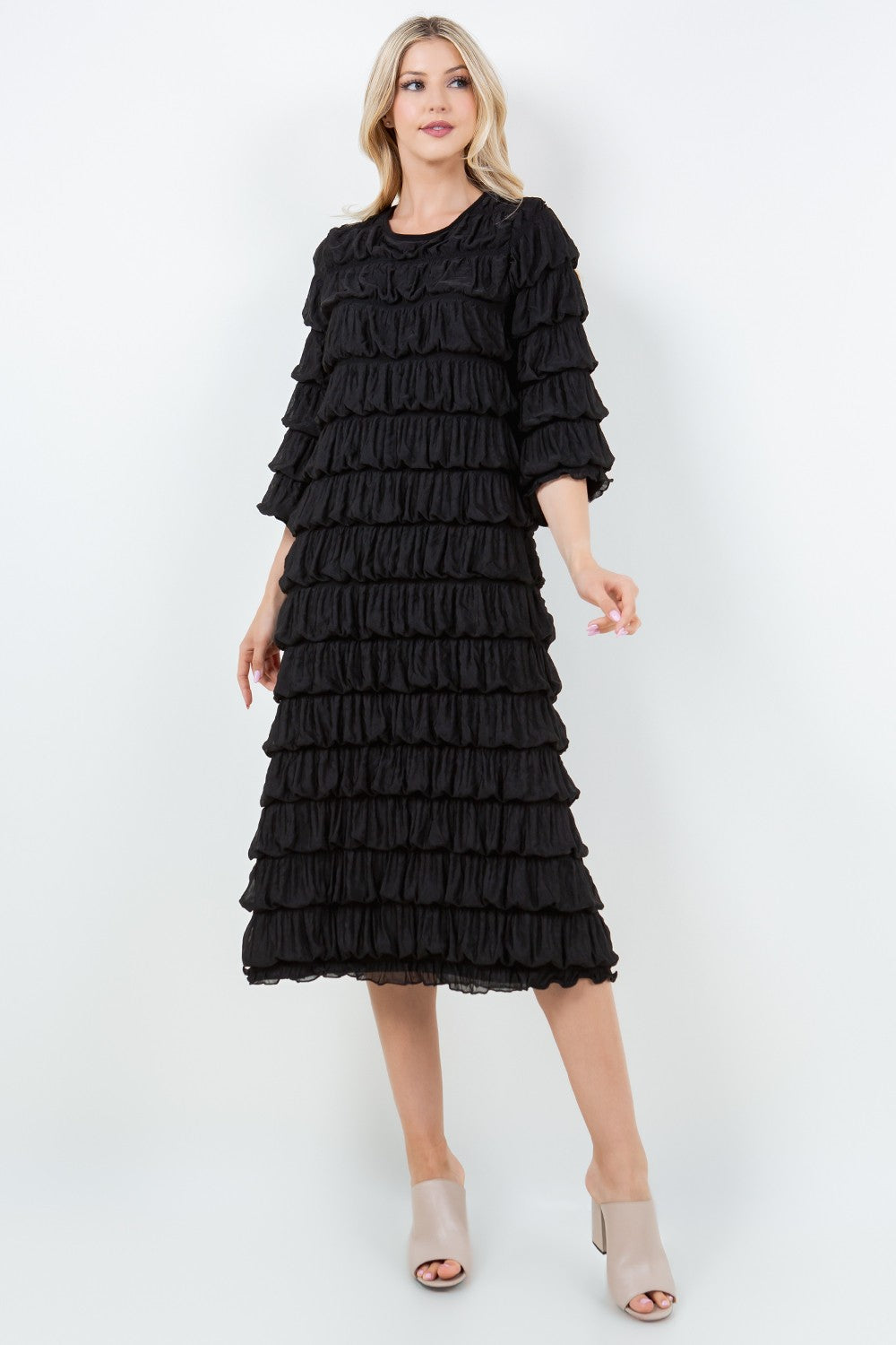 Black Classy Ruffled Dress – Snazzy Stitches Boutique