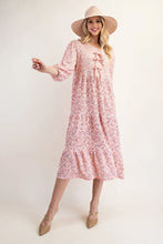 Load image into Gallery viewer, Sarah Pink Floral with  Bows Dress ( S-XL)