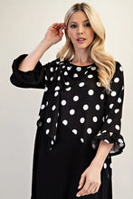 Load image into Gallery viewer, Black and White Polka Dot Dress with a Bow. (S-3XL)