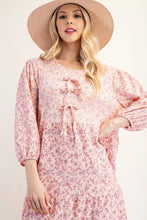 Load image into Gallery viewer, Sarah Pink Floral with  Bows Dress ( S-XL)