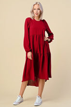 Load image into Gallery viewer, Restocked! Kate Burgundy Dress with Long Sleeves   ( S-3XL)
