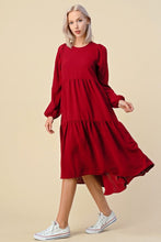 Load image into Gallery viewer, Restocked! Kate Burgundy Dress with Long Sleeves   ( S-3XL)