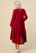 Load image into Gallery viewer, Restocked! Kate Burgundy Dress with Long Sleeves   ( S-3XL)