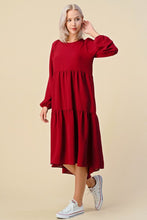 Load image into Gallery viewer, Restocked! Kate Burgundy Dress with Long Sleeves   ( S-3XL)