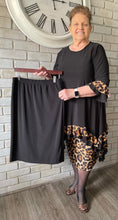 Load image into Gallery viewer, Restocked! Annabelle Black w/ Leopard Ruffled  Shark Bite Top/Tunic (S-4X)