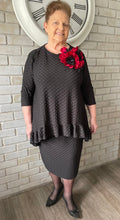 Load image into Gallery viewer, "Restocked" Camila Classy Black Honeycomb Knit Tunic with Ruffled Hem