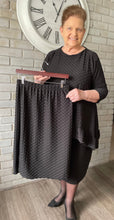 Load image into Gallery viewer, "Restocked" Camila Classy Black Honeycomb Knit Tunic with Ruffled Hem
