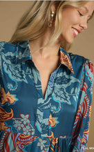 Load image into Gallery viewer, Sasha Teal Paisley Print Satin Midi Dress