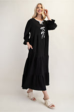 Load image into Gallery viewer, Sarah Black with White Bows Dress ( S-XL)