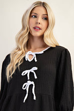 Load image into Gallery viewer, Sarah Black with White Bows Dress ( S-XL)