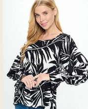 Load image into Gallery viewer, Black Palm Print Top (S-2X) Runs generous