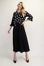 Load image into Gallery viewer, Black and White Polka Dot Dress with a Bow. (S-3XL)
