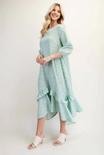 Load image into Gallery viewer, Sarah Sage Floral High-Low Dress with Ruffle Hem ( S-3XL)
