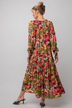 Load image into Gallery viewer, Sabrina Olive Rose Printed 3/4 Sleeve Dress