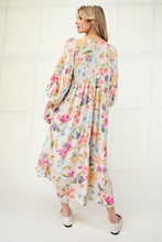 Load image into Gallery viewer, Amy Sweet Cream Peach Blossom Dress with Bubble Sleeves (S-L)