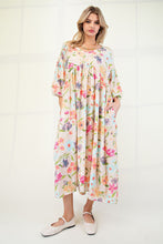 Load image into Gallery viewer, Amy Sweet Cream Peach Blossom Dress with Bubble Sleeves (S-L)