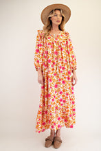 Load image into Gallery viewer, Peachy Pink Floral 3/4" Sleeve Dress ( S-L)