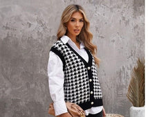 Load image into Gallery viewer, Classy Houndstooth Vest with Pearl Buttons