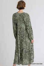 Load image into Gallery viewer, MELINDA Dusty Sage Animal Print Maxi Dress (Med. Last one )