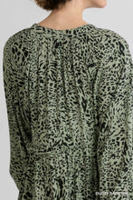 Load image into Gallery viewer, MELINDA Dusty Sage Animal Print Maxi Dress (Med. Last one )