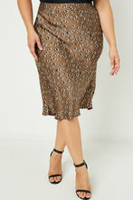 Load image into Gallery viewer, SALLY  Satin Leopard Printed Midi Skirt (1-3X)