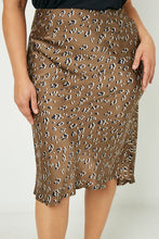 Load image into Gallery viewer, SALLY  Satin Leopard Printed Midi Skirt (1-3X)