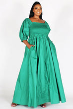 Load image into Gallery viewer, Kelly Green Maxi Dress with Smocking ( Small-3XL)
