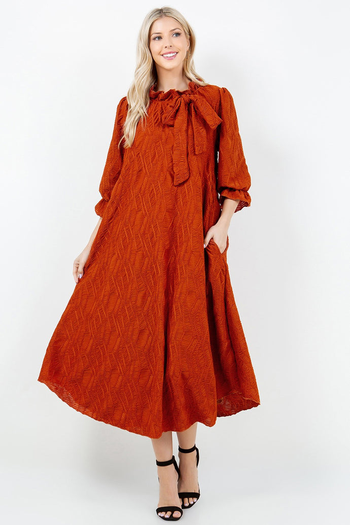 Gorgeous  Rust Midi  Dress