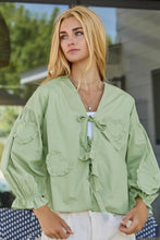 Load image into Gallery viewer, Amy Sage Poplin Long Sleeve Blouse ( S-L)
