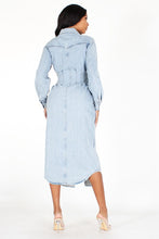 Load image into Gallery viewer, Denim Midi Dress w/ Long Sleeves and Pockets (S-3X)
