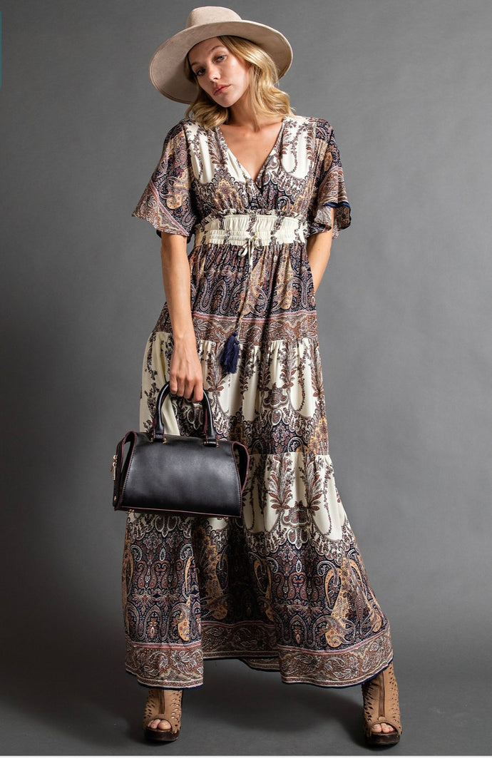 Mae Patterned Maxi Dress with pockets (S-L)