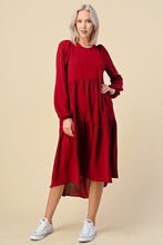 Load image into Gallery viewer, Kate Burgundy Dress with Long Sleeves   (Regular &amp; Curvy Sizes)
