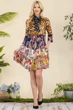 Load image into Gallery viewer, Mixed Print Tunic/Dress w detachable bow (S-3X)
