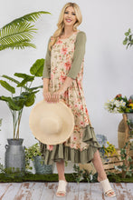 Load image into Gallery viewer, Esther Sage and Creamy Floral Midi Dress (S-3X)
