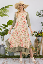 Load image into Gallery viewer, Esther Sage and Creamy Floral Midi Dress (S-3X)
