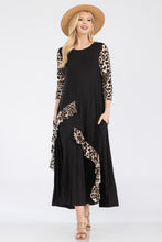 Load image into Gallery viewer, HEIDI Black Dress w/ Leopard Contrasting Detail (S-3X)
