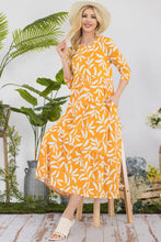 Load image into Gallery viewer, Mustard Leaf Print Asymmetric Dress (S-3X)
