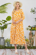 Load image into Gallery viewer, Mustard Leaf Print Asymmetric Dress (S-3X)
