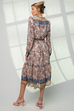 Load image into Gallery viewer, Coral Blue   Chiffon Printed Midi Dress
