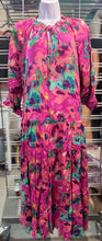 Load image into Gallery viewer, Magenta Aqua Printed 3/4 Sleeve Dress
