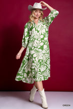 Load image into Gallery viewer, Stacy Green and Cream Floral Tiered Dress
