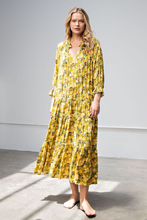 Load image into Gallery viewer, Marigold and Kiwi Colored Tiered Dress
