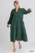 Load image into Gallery viewer, Hunter Green Boho Tiered Dress ( S-2XL)

