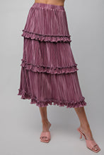 Load image into Gallery viewer, Mauve Pleated Satin Ruffled Skirt
