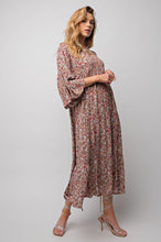 Load image into Gallery viewer, Hazel Khaki Floral  Dress with Bell Sleeves (S-L)
