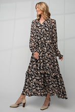 Load image into Gallery viewer, Black Floral Printed Chiffon Dress
