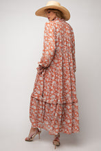 Load image into Gallery viewer, Rust Floral Printed Chiffon  Dress
